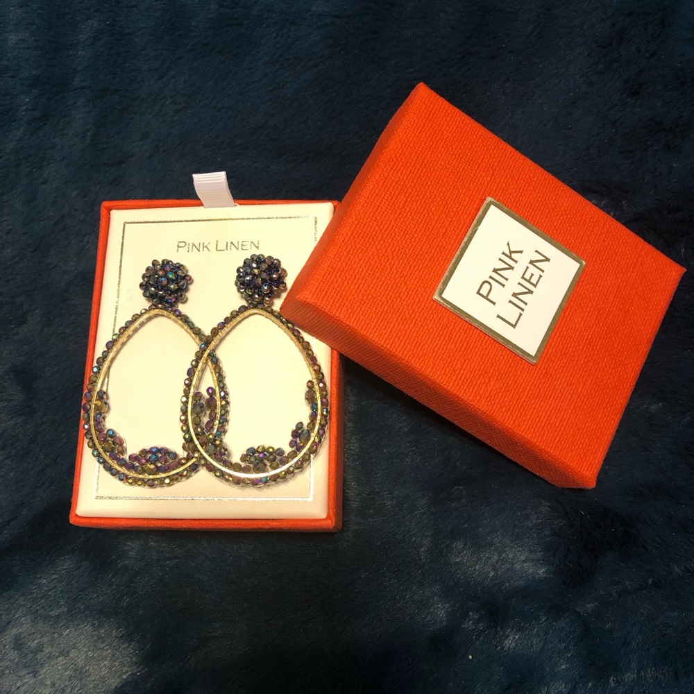 Pink Linen Chandelier Earrings NWOT